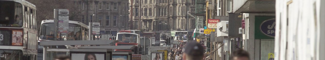 People on Princes Street in Edinburgh