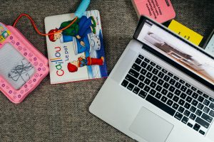 Laptop and Children's Toys